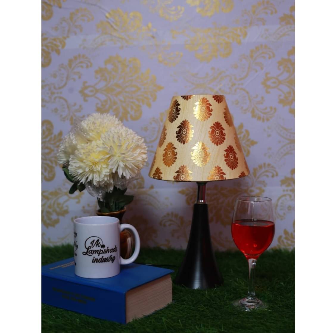Golden Big Butti Printed Cone Shade